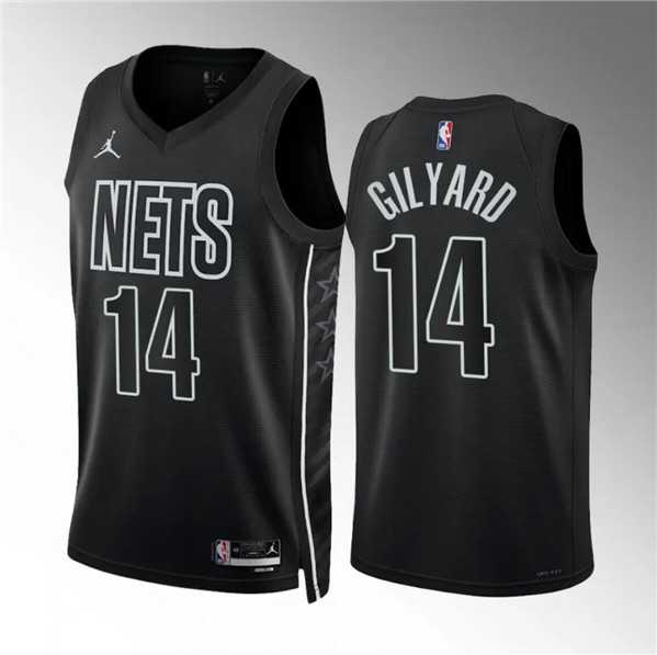 Men%27s Brooklyn Nets #14 Jacob Gilyard Black Draft Statement Edition Stitched Basketball Jersey Dzhi